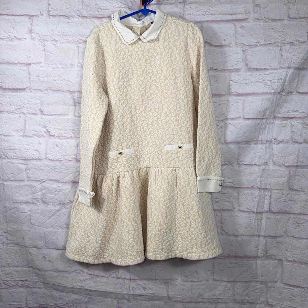 Janie and Jack Girls' Size 10 Cream Textured Dress with Collar
